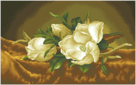 Diamond Dotz Magnolias on gold velvet (après Martin Johnson Heade) - Needleart World    nw-dd12-046