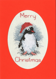 Borduurpakket Christmas Card - Penguin - Derwentwater Designs    bt-dwcdx20