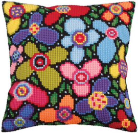 Kussen borduurpakket Flower Glade - Collection d'Art    cda-5259