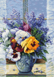 Borduurpakket Bouquet with Pansies - Luca-S    ls-b7030