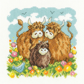 Borduurpakket Highland Cows - Heritage Crafts     hc-1771a