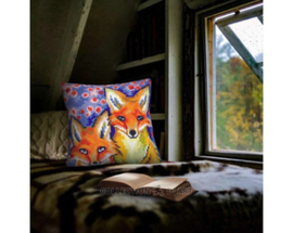 Kussen uittel borduurpakket Fox Cubs - Collection d'Art    cda-5477cc