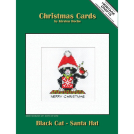 Borduurpakket Black Cat Card - Santa Hat card - Heritage Crafts     hc-1942a