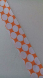 Biaisband Oranje met grote witte stippen / 20 mm