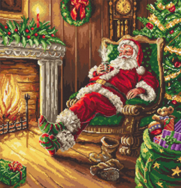 Borduurpakket Santa's Rest by the Chimney - Leti Stitch   leti-l8052