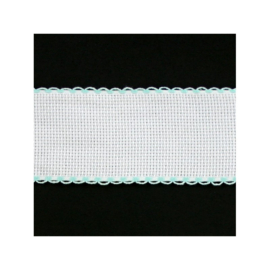Aida Borduurband wit met mint groene rand / 5 cm breed