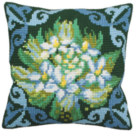 Kussen borduurpakket Ledum Bleu - Collection d'Art    cda-5124