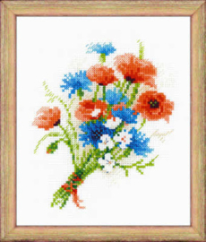 Borduurpakket Bouquet with Cornflowers - RIOLIS    ri-1576