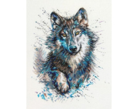 Borduurpakket Snow Splashes - Wolf - RTO    rto-m00805