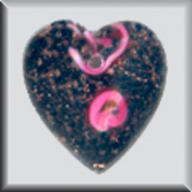 Glass Treasures Large Black Heart PinkRosebud - Mill Hill   mh-12080