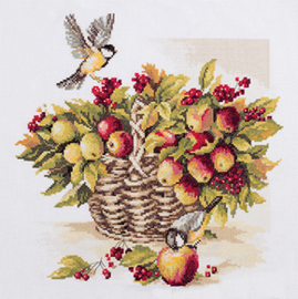 Borduurpakket Bouquet of Apples and Great Tit - PANNA    pan-1716-n