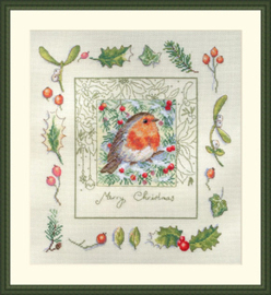 Borduurpakket The Christmas Robin - Merejka   mer-k224