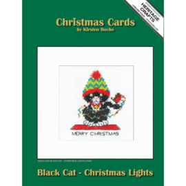 Borduurpakket Black Cat Card - Christmas Lights - Heritage Crafts   hc-1940a