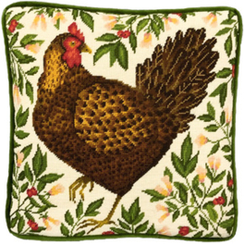 Petit Point borduurpakket Catherine Rowe - Honeysuckle Hen Tapestry - Bothy Threads   bt-tap08