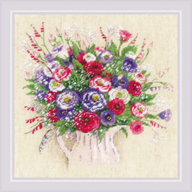 Borduurpakket Bouquet with Eustoma and Gypsophila - RIOLIS  ri-1947