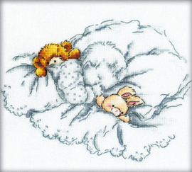 Borduurpakket Baby with Teddy and Rabbit - RTO    rto-m00159