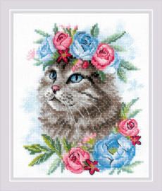 Borduurpakket Cat in Flowers - RIOLIS   ri-2088