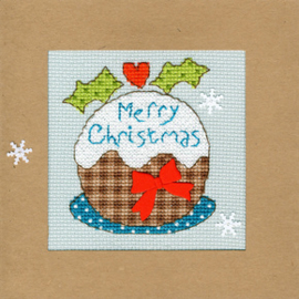 Borduurpakket Christmas Cards - Snowy Pudding - Bothy Threads    bt-xmas16