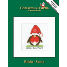 Borduurpakket Robin Card - Santa - Heritage Crafts     hc-1931a