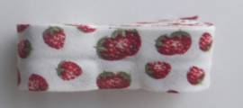 Bosje Biaisband met aardbeien 20 mm / wit rood en groen