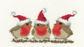 Borduurpakket Festive Robins - Heritage Crafts    hc-1736a
