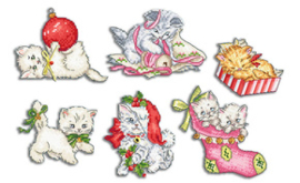 Borduurpatroon Christmas Kitties Ornaments incl. treasures - Leti Stitch     leti-l430