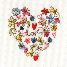 Borduurpakket Kim Anderson - Sweet Heart Card - Bothy Threads    bt-xgc01