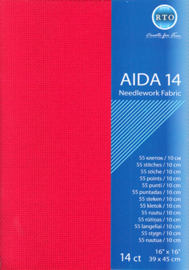 Borduurstof Aida 14 count - Red - RTO    rto-a14-954