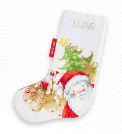 Borduurpakket Christmas Stocking Santa and Reindeer - Luca-S    ls-pm1225