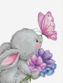 Borduurpakket Rabbit and Butterfly - Luca-S    ls-b1235