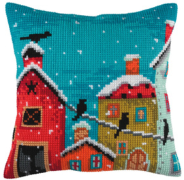 Kussen borduurpakket Winter Morning - Collection d'Art    cda-5350