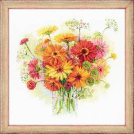 Borduurpakket Watercolour Gerberas - RIOLIS    ri-1485