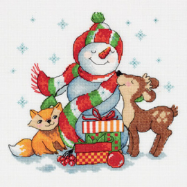 Borduurpakket Snowman with Gifts - PANNA    pan-08-0292