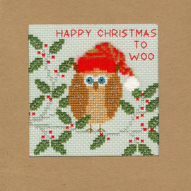 Borduurpakket Christmas Cards - Xmas Owl - Bothy Threads    bt-xmas11