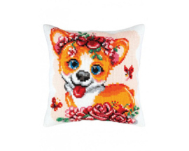 Kussen borduurpakket Corgi Puppy - Collection d'Art    cda-5423