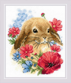 Borduurpakket Bunny in Flowers - RIOLIS  ri-1986