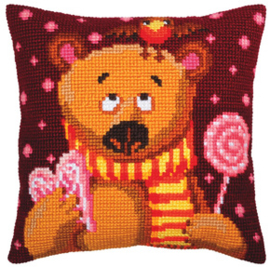 Kussen borduurpakket Candy Teddy - Collection d'Art    cda-5394