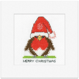 Borduurpakket Robin Card - Santa - Heritage Crafts     hc-1931a
