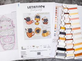 Borduurpakket Pumpkin Cup Kitties Kit of 6 pcs - Leti Stitch    leti-l8092