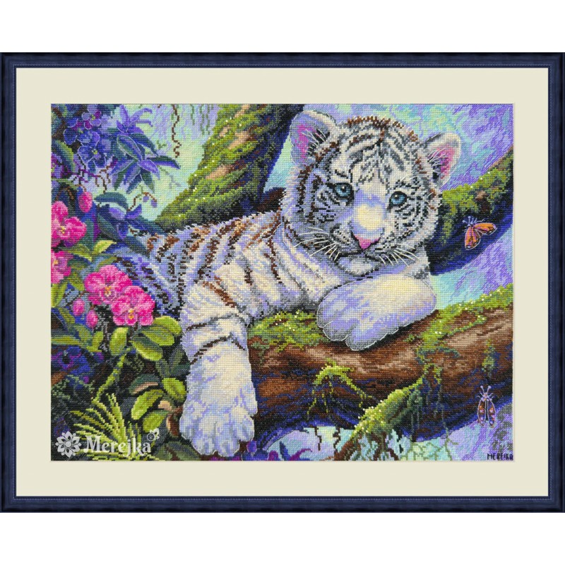 Borduurpakket White Tiger - Merejka    mer-k260