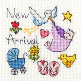 Borduurpakket June Armstrong - New Baby Card - Bothy Threads    bt-xgc06