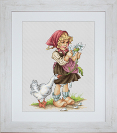 Borduurpakket Girl with Goose - Luca-S    ls-b1047