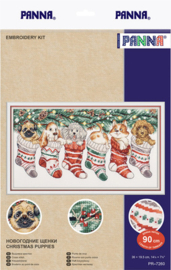 Borduurpakket Christmas Puppies  - PANNA   pan-7260-pr