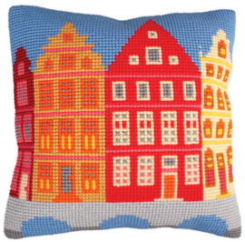 Kussen borduurpakket Houses - Collection d'Art    cda-5224