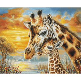 Borduurpakket Giraffe Cuddle - Luca-S     ls-bu5109