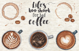Borduurpakket Life’s too short for a bad coffee - Leti Stitch    leti-l8097