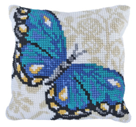 Kussen borduurpakket Blue Butterfly - Needleart World  nw-lh09-009