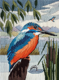 Borduurpakket Long Stitch - Kingfisher In Silks - Derwentwater Designs     bt-dwsd17