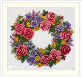 Borduurpakket Rose Wreath - Merejka     mer-k238