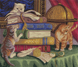 Borduurpakket Kittens with Books - PANNA    pan-1053-j